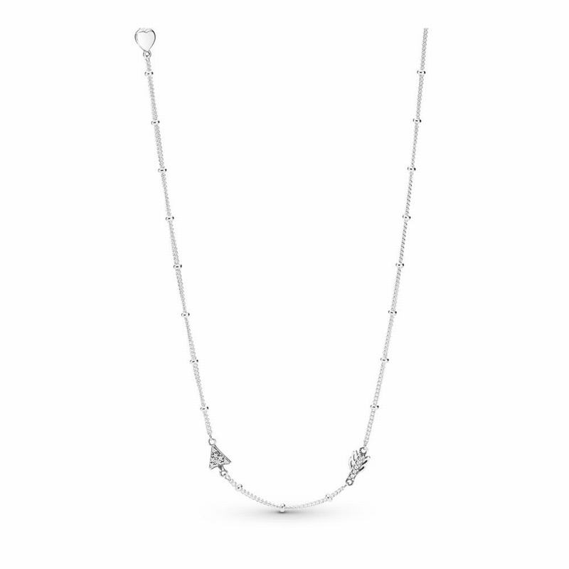 Pandora Sparkling Arrow Necklace Ireland - Sterling Silver/Cubic Zirconia - 724905TOA